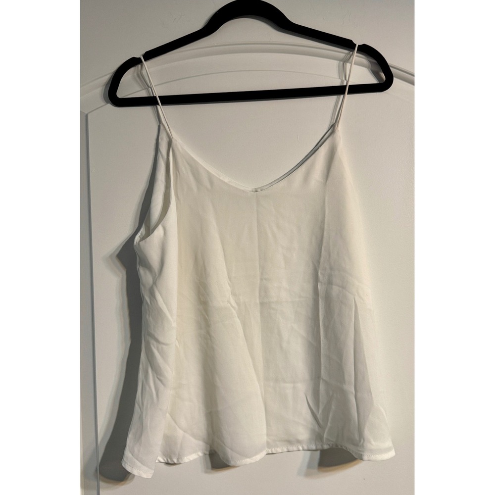 Active USA Camisole Women Large White Spaghetti Strap V-Neck Chiffon